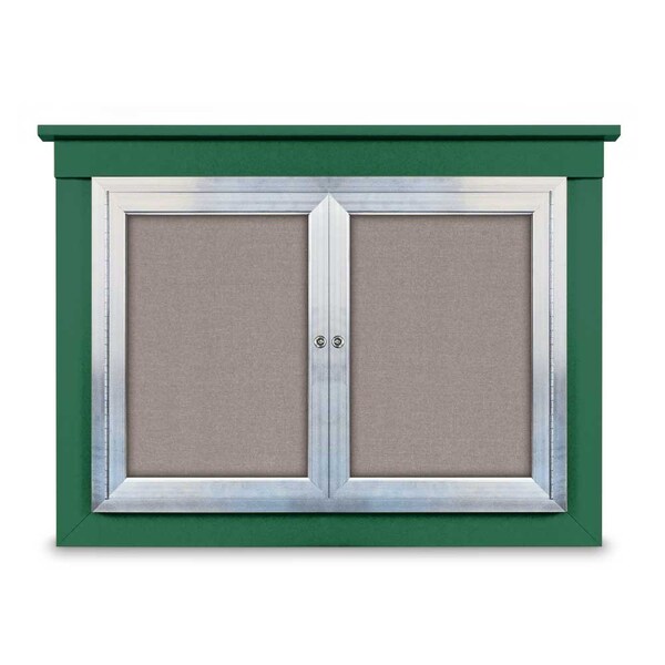 24"x36" 1-Door Enclosed Outdoor Letterboard, Hdr, Grey Felt/Satin